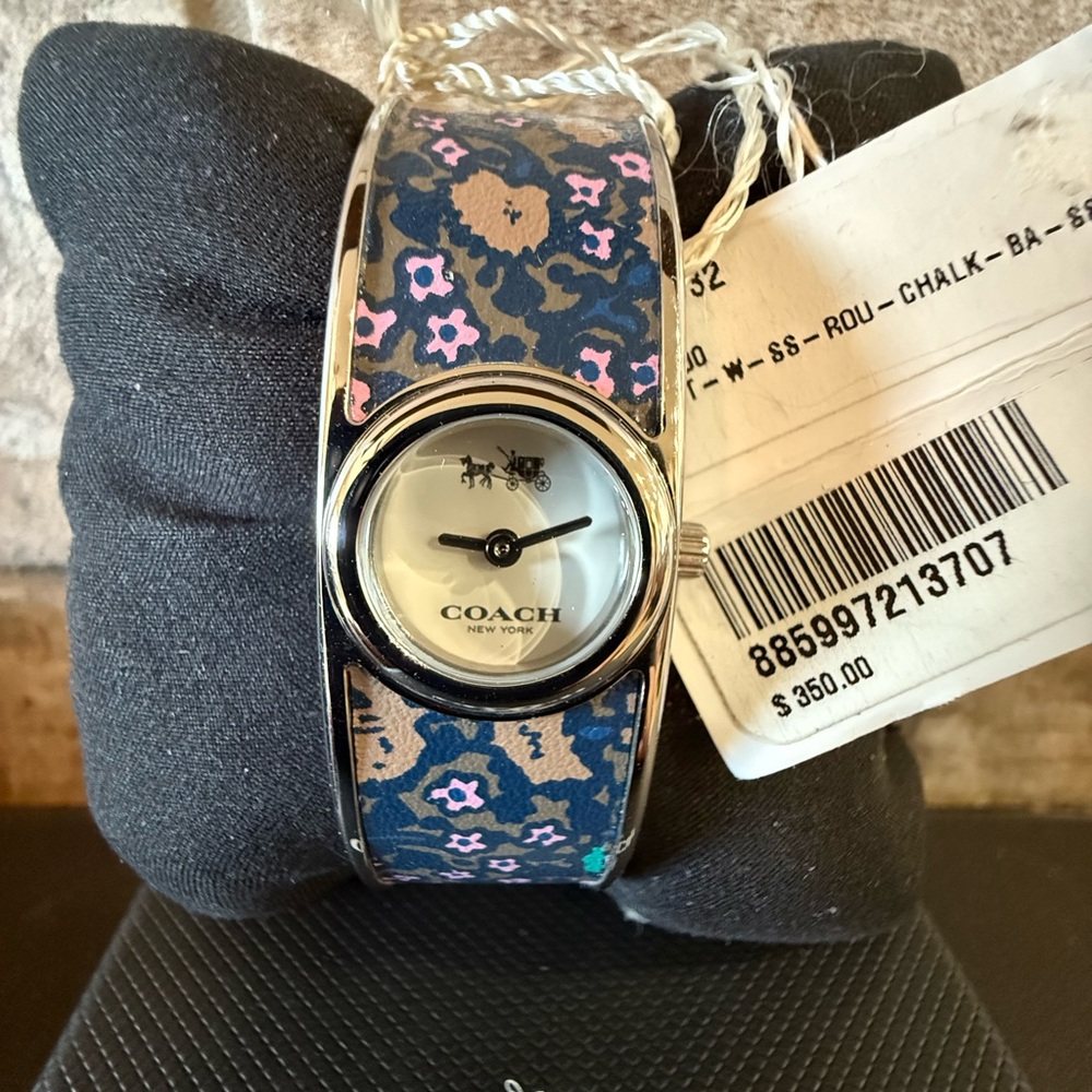 NWT Adorable Coach Navy and Pink Floral Watch
